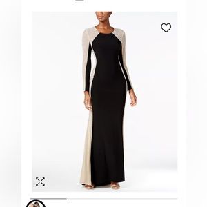 XSCAPE Black/ Nude/ Rhinestone Formal Gown.